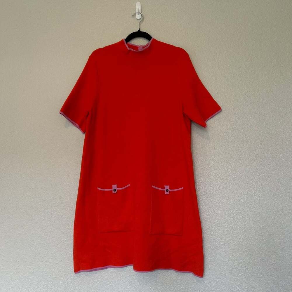 Anthropologie Maeve Mod 60's Look Orange and Pink Sweater Dress XL